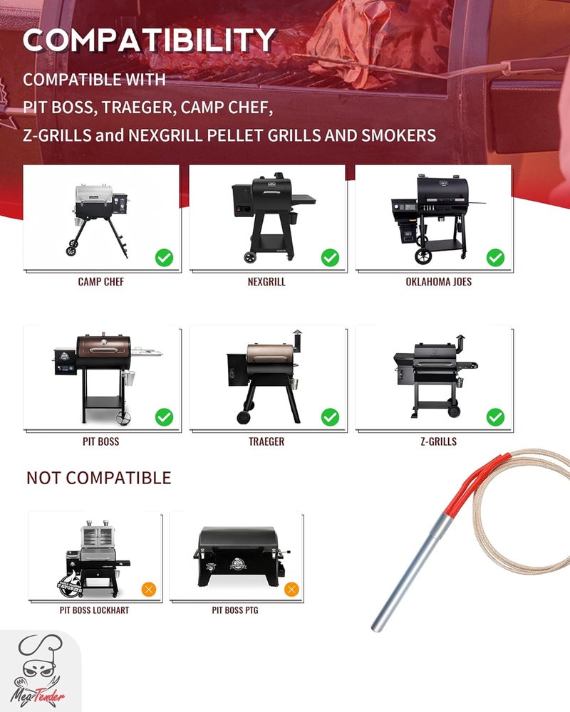 Meatender AC Hot Rod/Grill Igniter Replacement for Traeger, Pit Boss, Camp Chef, Z-Grills and Nexgrill Wood Pellet Grill Models - Image 2